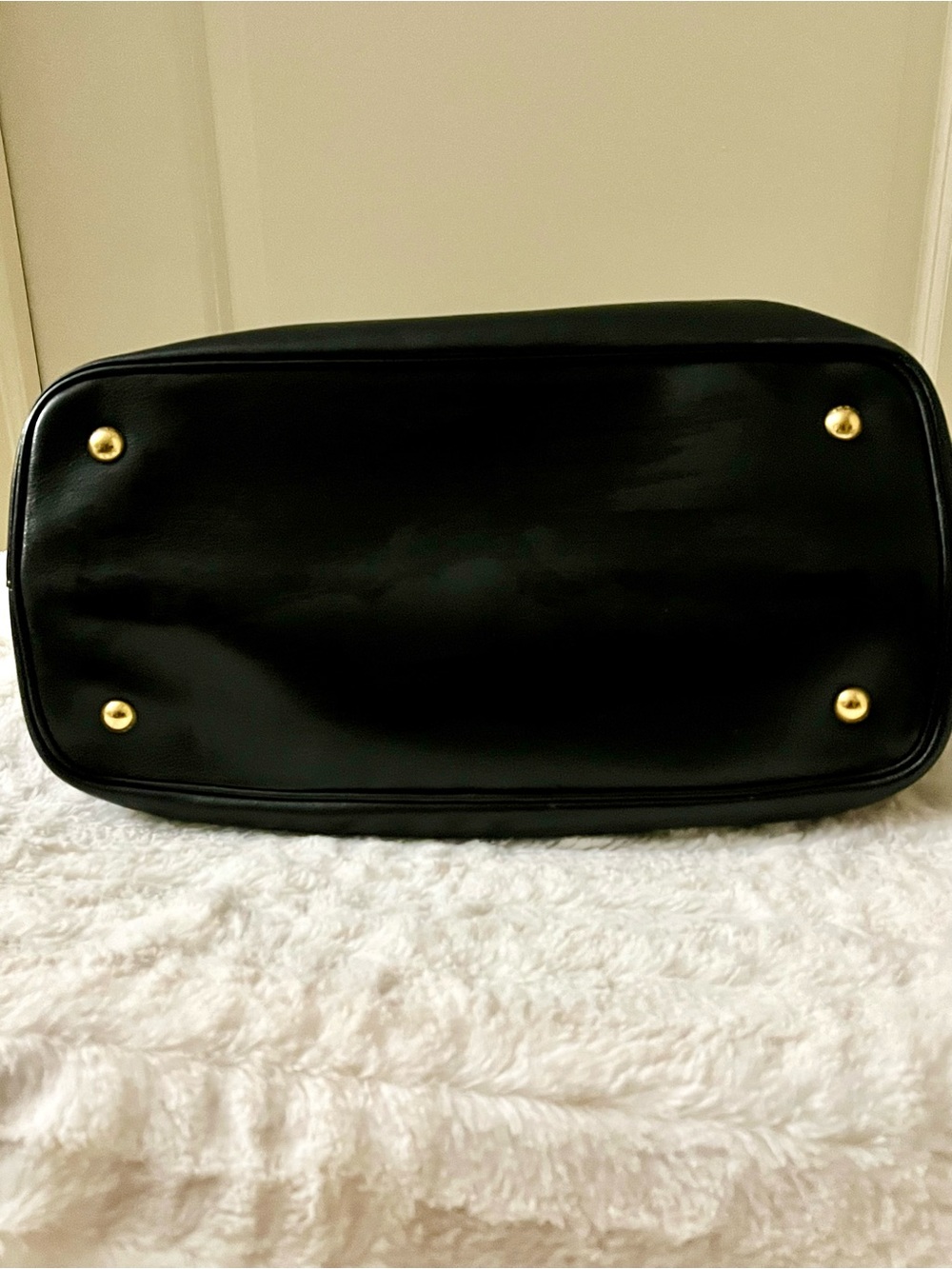 Prada Black Leather Glacé Calfskin Embossed Leather Logo Tote (Authentic) - Picture 6 of 15